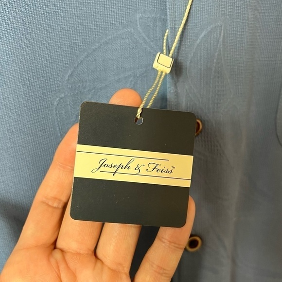 Joseph & Feiss Blue Short Sleeve Button Shirt XXL Classic Fit 100% Silk New - Picture 4 of 4